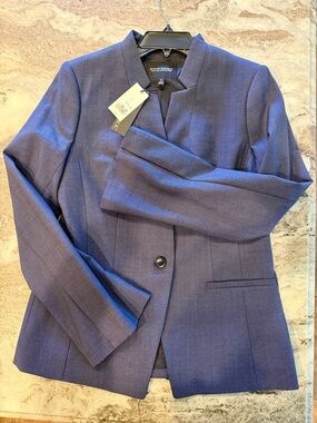 Banana Republic Women's Navy Single-Button Stand Collar Blazer